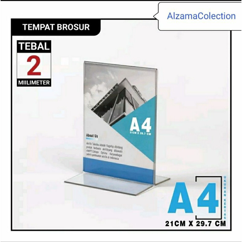 

KODE Y84R Akrilik Display A4 Tempat Brosur Tipe T