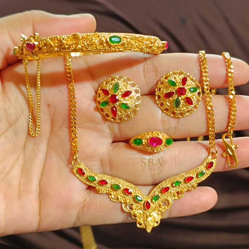 set perhiasan bali alpaka lapis emas