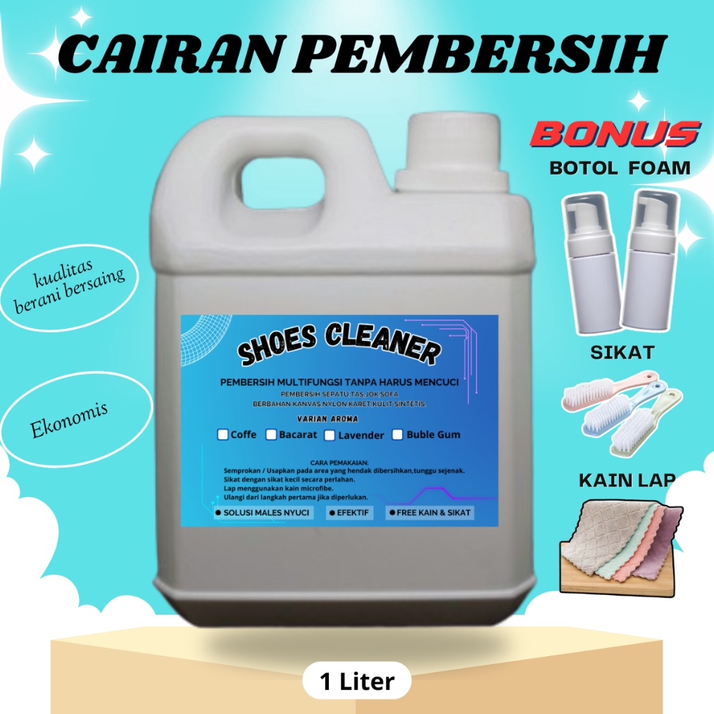 KODE D92H COD Shoes Cleaner 1 Liter Aroma Pembersih Sepatu Tas Jok Sofa Kain Karet Kulit Sintetis