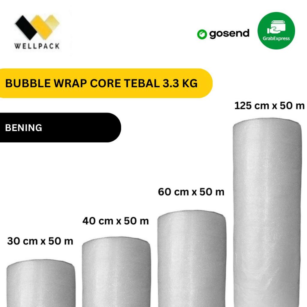 

PLASTIK BUBBLE WRAP ROLL WELLPACK WP BENING CORE TEBAL 3.3 KG 125 60 40 30 CM X 50 METER