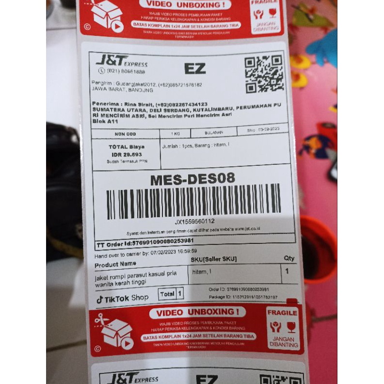 

KODE S86T kertas thermal unboxing 1x15 awb direct thermal A6 isi 5