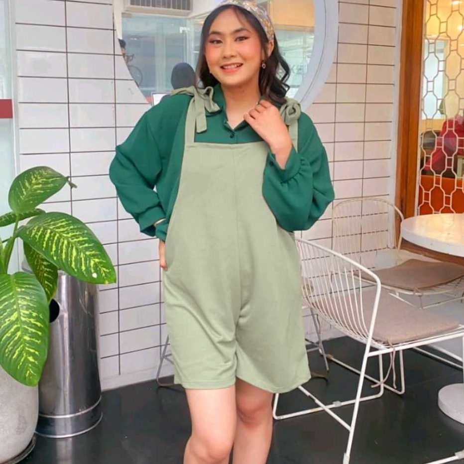 Jumpsuit Pendek Wanita Dewasa Terbaru 224 Overall Celana Pendek Baju Kodok Wanita