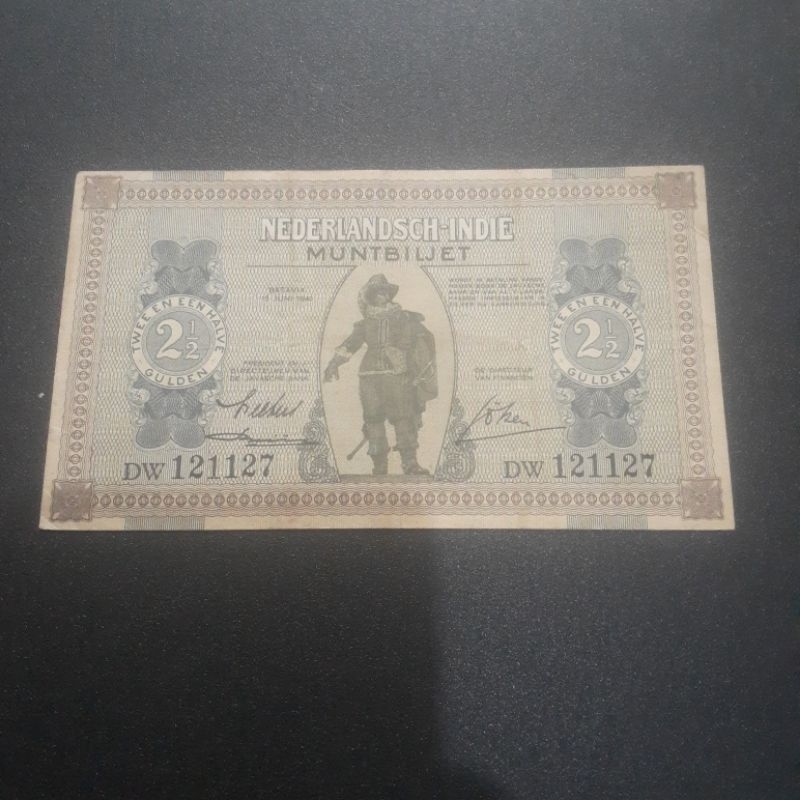 uang kertas kuno 2 ½ gulden muntbiljet tahun 1940