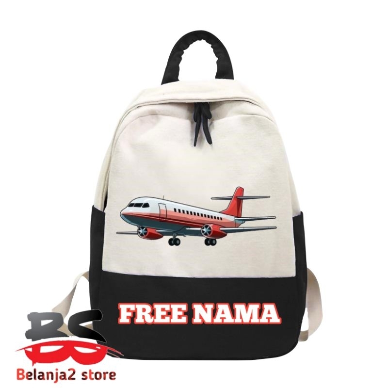 TAS RANSEL ANAK MOTIF PESAWAT TAS ANAK FREE CETAK NAMA