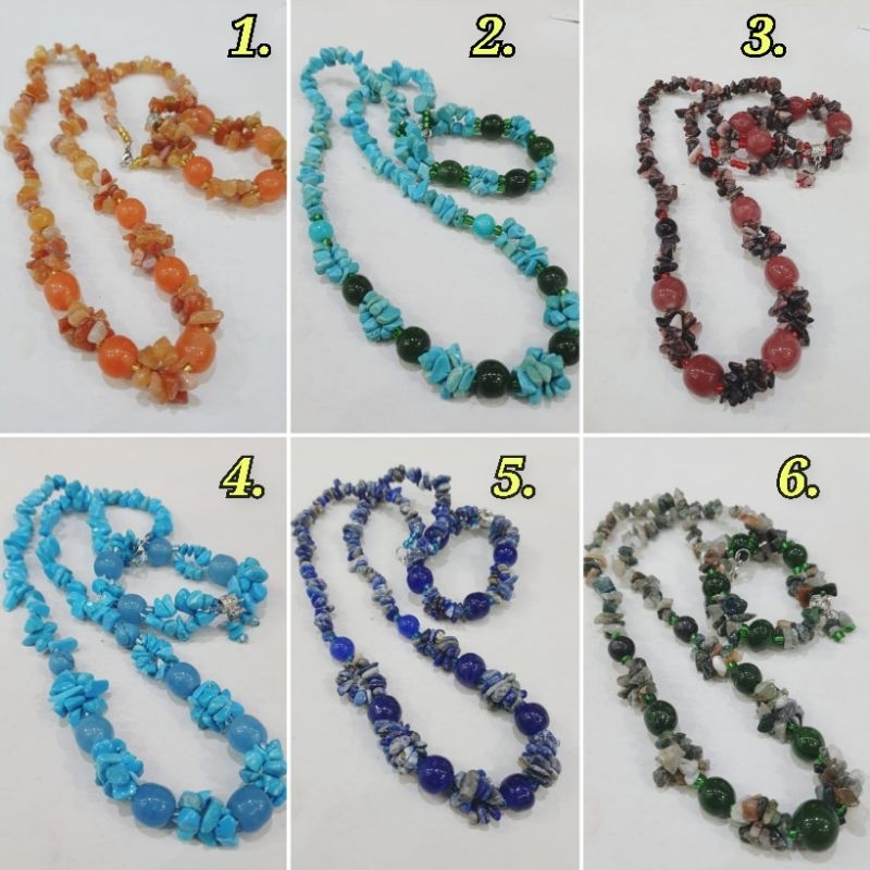 BEST Seller satu set kalung dan gelang batu kerikil martapura kalimantan (pendek)  banyak pilihan wa
