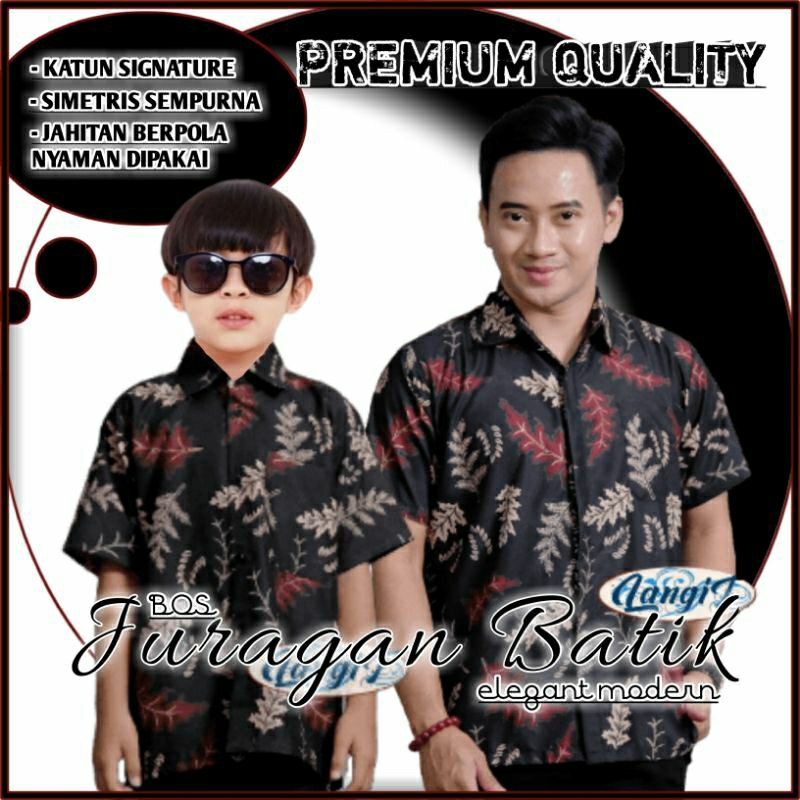 COD - Batik Couple Ayah Anak Cowok - Batik Couple Ayah Dan Anak Laki-laki - Batik Pria Hitam Terbaru