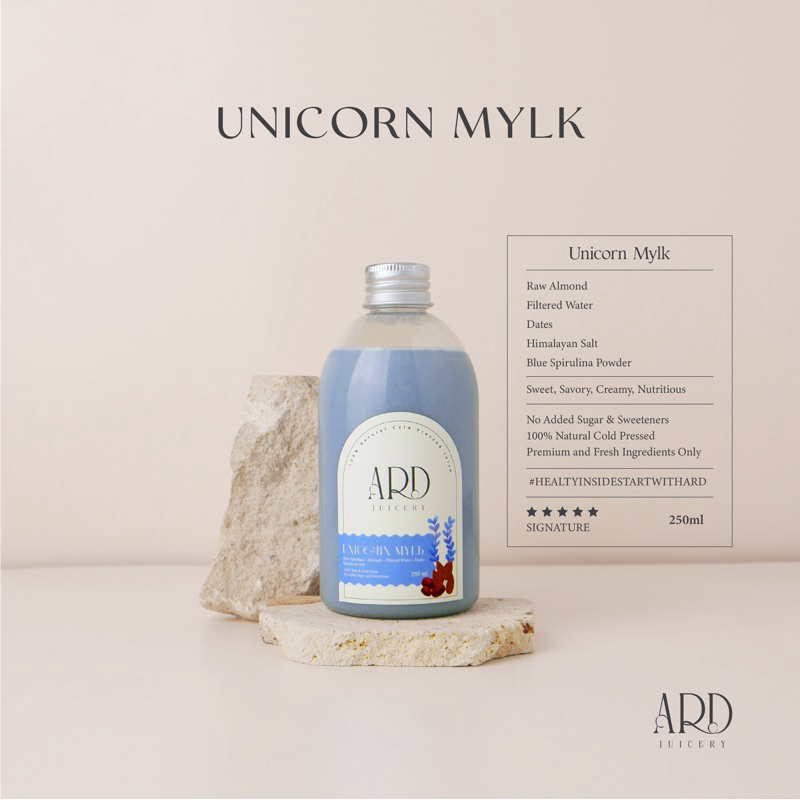 

UNICORN MYLK 250ML - Almond Milk Susu Almond Susu Kurma dengan Blue Spirulina Fresh Homemade by ARD Juicery - ASI BOOSTER GERD FRIENDLY