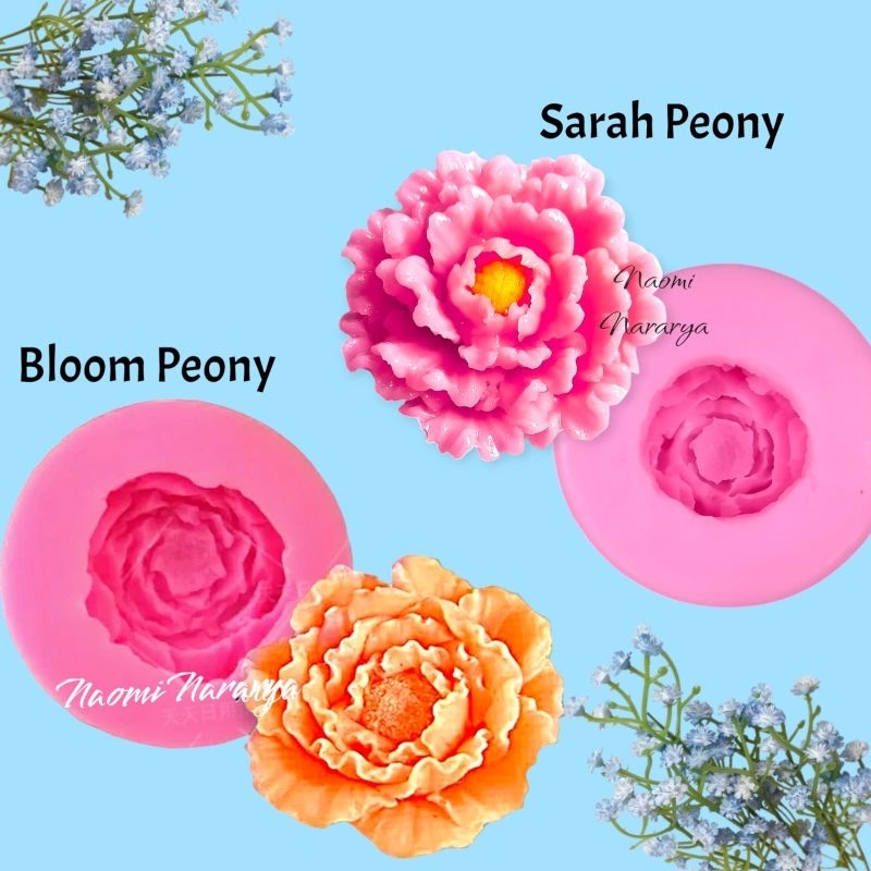 Cetakan Silikon puding fondant bunga Bloom Peony, Sarah Peony