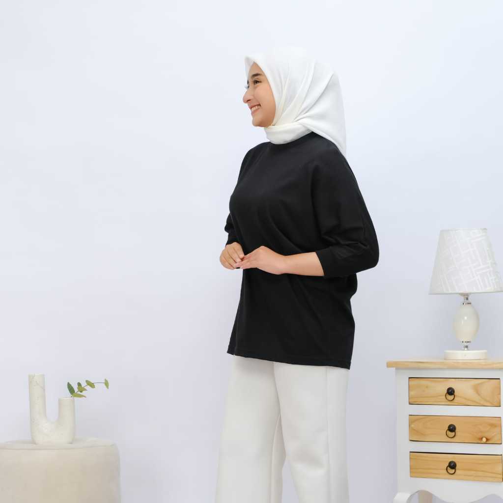 Grazzi Arrival Kaos Tunik Jumbo Model Kelalawar Kaos Batwing Wanita Warna Hitam Terbaru Kekinian