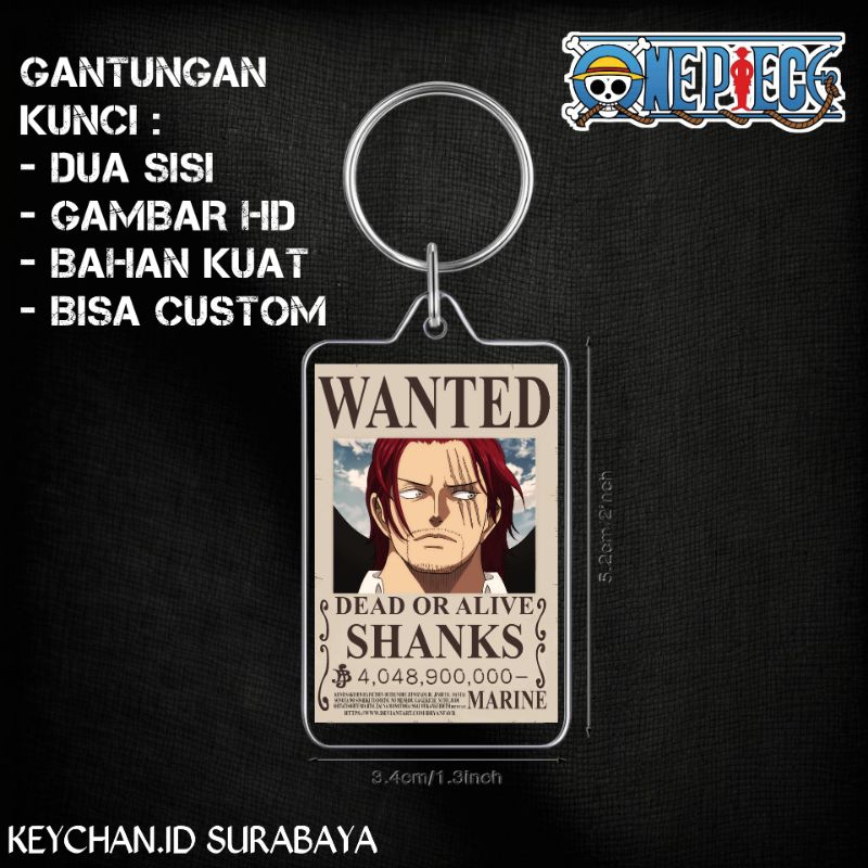 gantungan kunci akrilik anime one piece bounty shanks