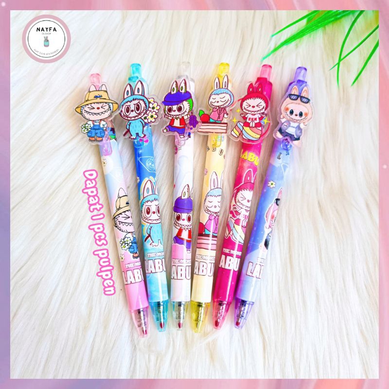 

(1 Pcs) Pulpen Cetek Labubu PC-1522 Pen Karakter Viral Tinta Hitam Unik Labubu Lisa Blackpink