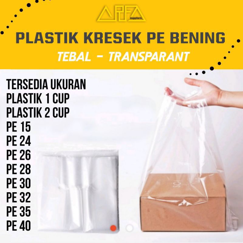 

Kantong plastik Kresek PE bening Transparan semua ukuran lengkap