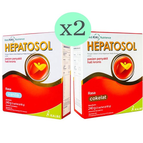 

HEPATOSOL VANILA COKLAT PAKET 2 KOTAK 240 GR NUTRISI KESEHATAN HATI 240GR SSKD