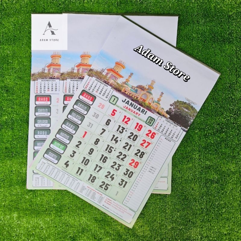 

kalender kerja 2025 BO wuku gambar Masjid 12 lembar 1 bulanan ukuran 32x48 cm (terima castume cetak merek)