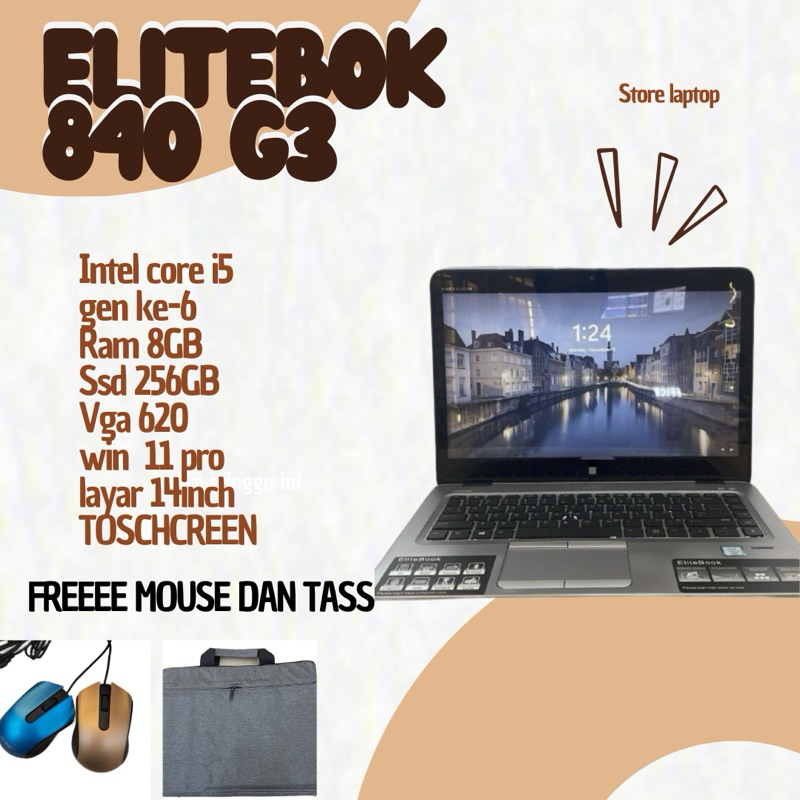 LAPTOP TOUCHSCREEN 840 G3 I5 GEN6 SSD 256GB RAM 8GB