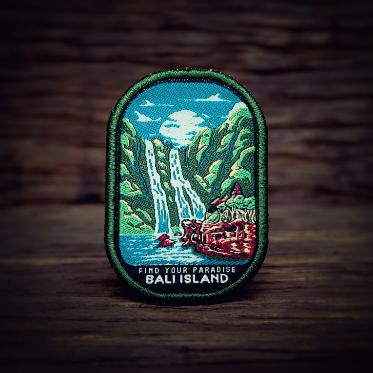 Bali Island Patch, Waterfall Patch, Adventure Patch, Jungle Patch, Iron-on Patch, Tropical Patch, Is