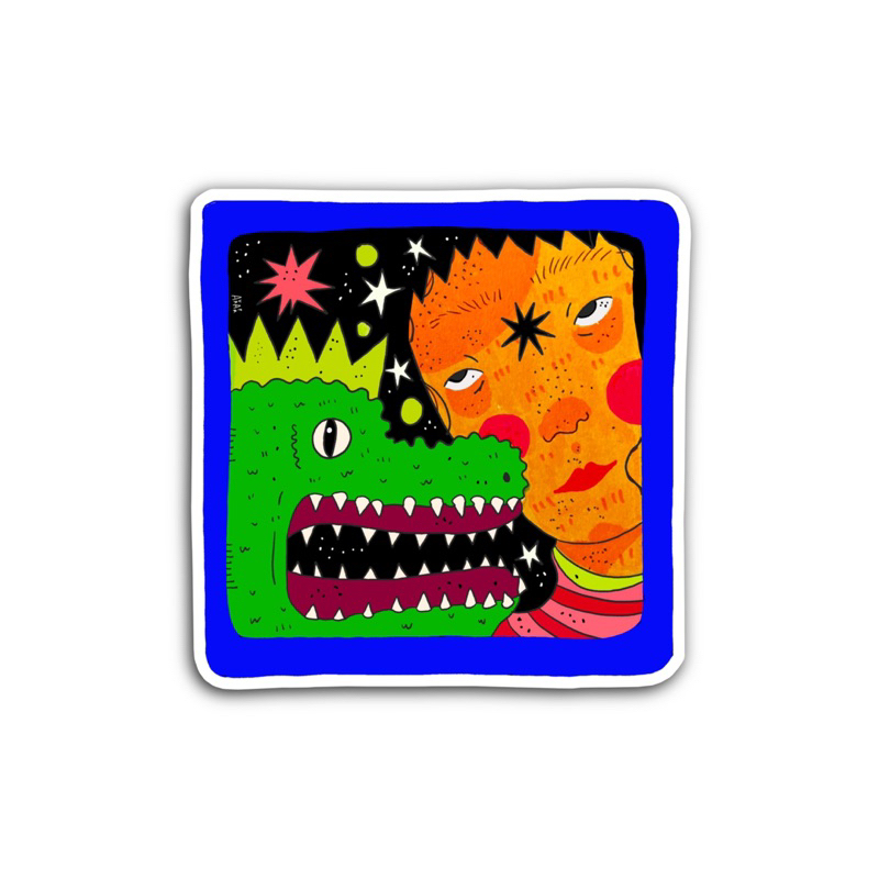 

Artwork Sticker glitter “Girl & her lovely crocodile”