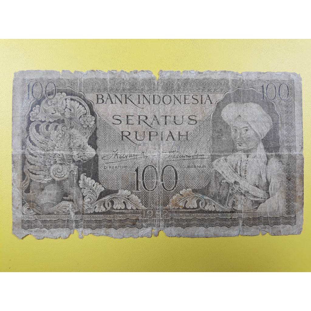 Uang Kuno Indonesia 100 Rupiah Seri Kebudayaan Tahun 1952 VG