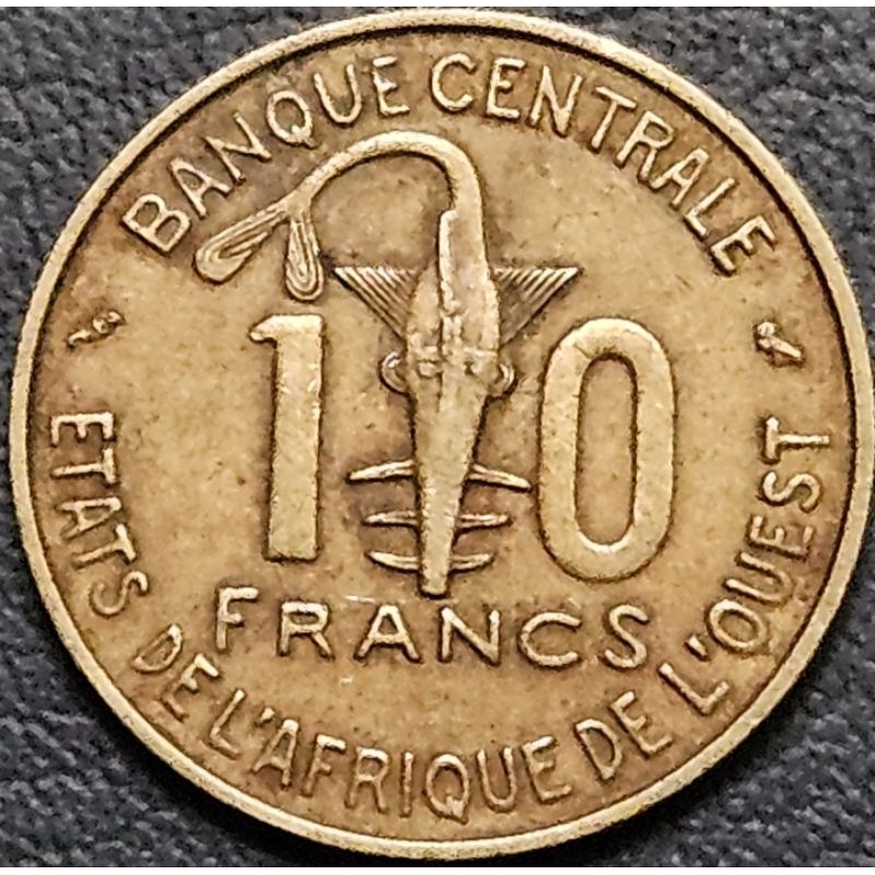 koin Negara Afrika Tengah nominal 10 rand tahun 1971 kondisi koin utuh seperti pada gambar ORIGINAL 