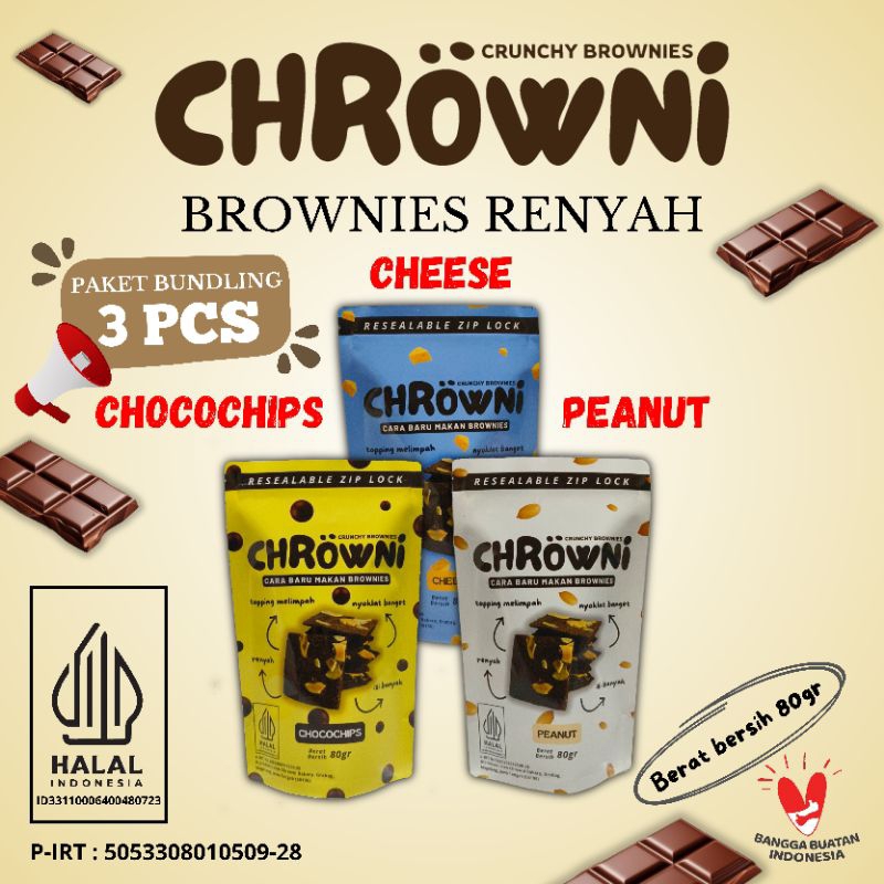 

Chrowni 80gr Brownies Renyah Bundling 3pcs