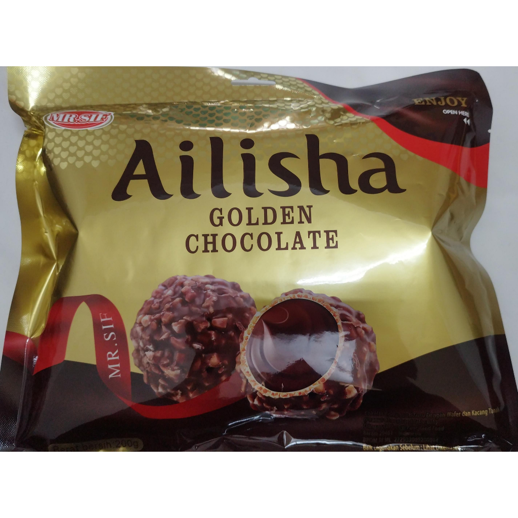 

Ailisha Golden Chocolate 250g Ailisha Cookie Coated Chocolate - Rasa Golden Chocolate 250