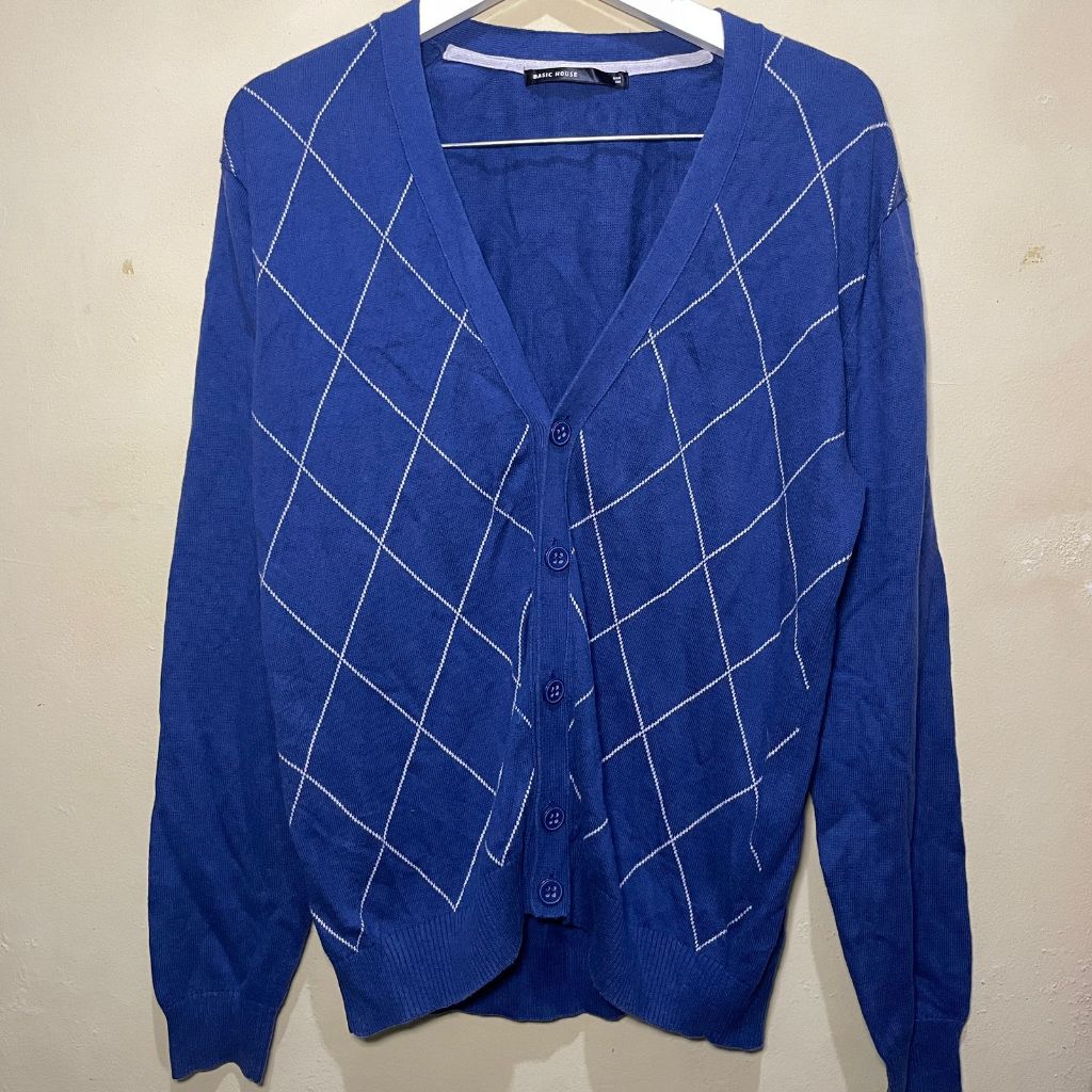 Preloved Cardigan Outer Long Sleeve Jumbo Wanita Blue Thrift - CD036