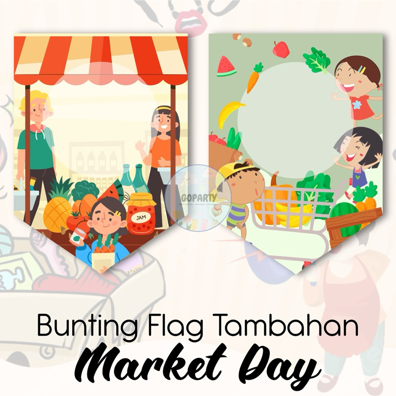 MARKET DAY BUNTING FLAG KOSONG BLANK ISI TULIS SENDIRI BANNER JUAL BELI