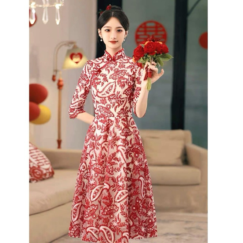 Dress CNY Xiaoyun Embroidered TM 0961 gaun wanita import chinese model fashion imlek acara keluarga 