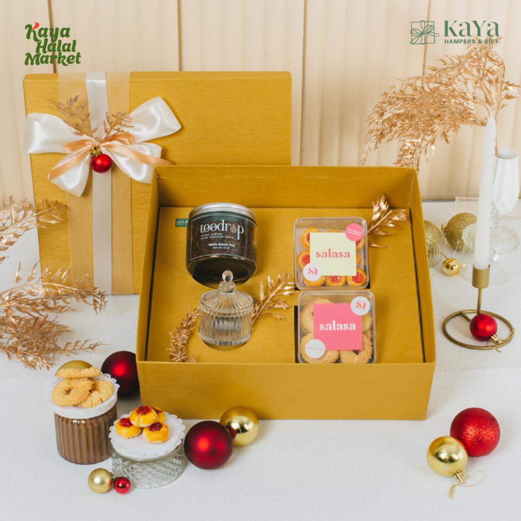 

Hampers Parcel Festive Giving Natal Cookies, Black Tea, Crystal Jar Kaya Hampers and Gift