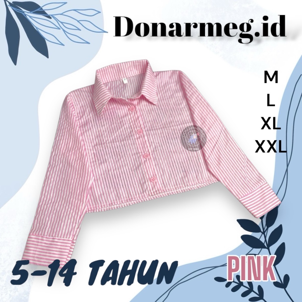 Kemeja Atasan Crop Top Anak POLOS Bahan Katun Salur Baju Atasan Anak Perempuan Fashion OOTD Terbaru