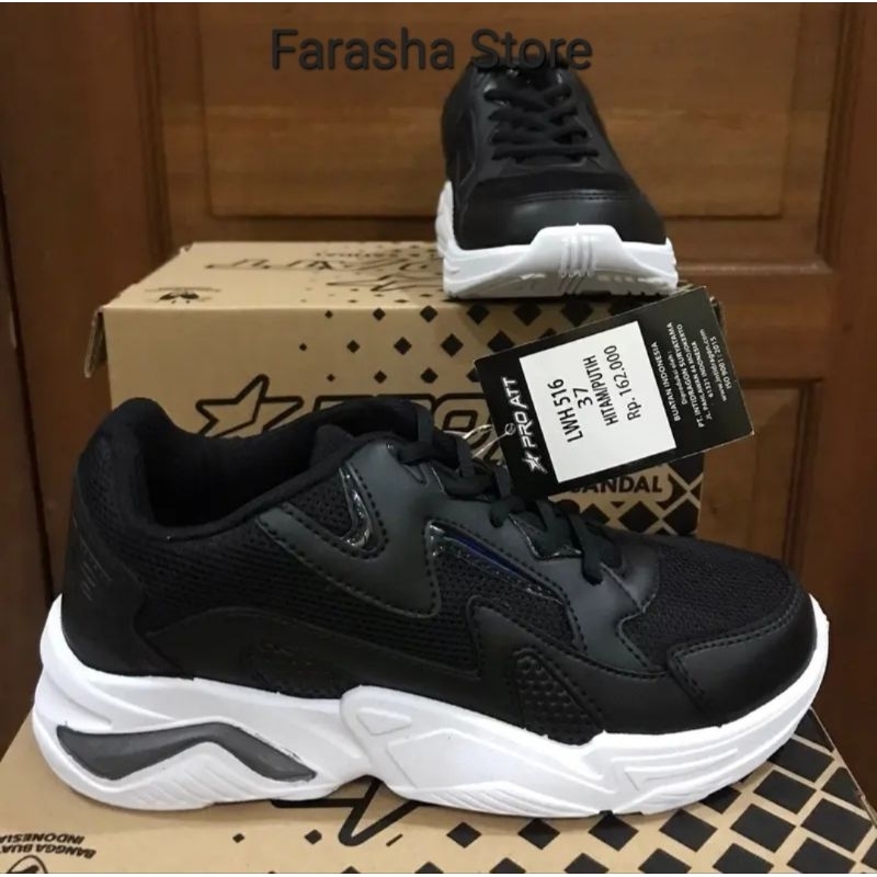 Sepatu sekolah pro att LWH 516 100 original  /pria &wanita/ warna hitam putih.