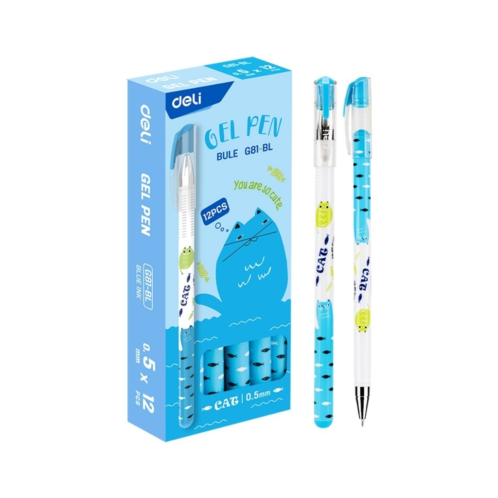

Deli EG81-BL Pulpen Gel / Gel Pen 0.5mm Motif Kartun Kucing Warna Tinta Biru
