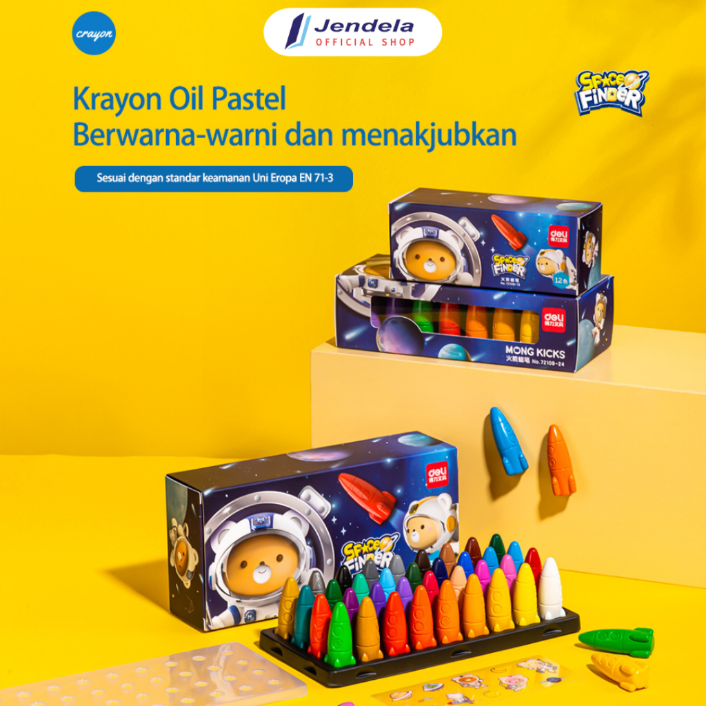 

Crayon Deli Oil Pastel Krayon anak bentuk Rocket Space Finder Tidak Mudah Patah Free Sticker Untuk Sekolah ATK 72109-X