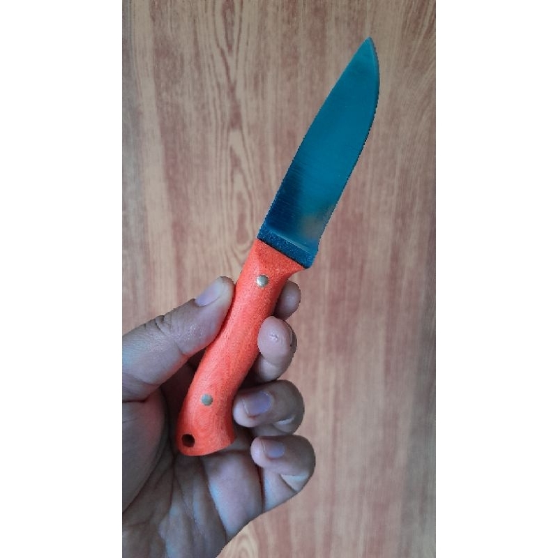 Pisau Bushcraft EDC Camping Outdoor Unik Orange Fulltang