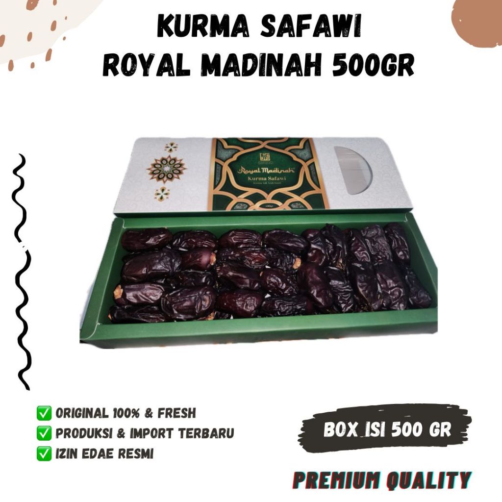 

KURMA SAFAWI 1KG PREMIUM BOX Madinah Korma Syafawi Shofawi Sofawi Medina Shafawi Safawy Royal 1 kg