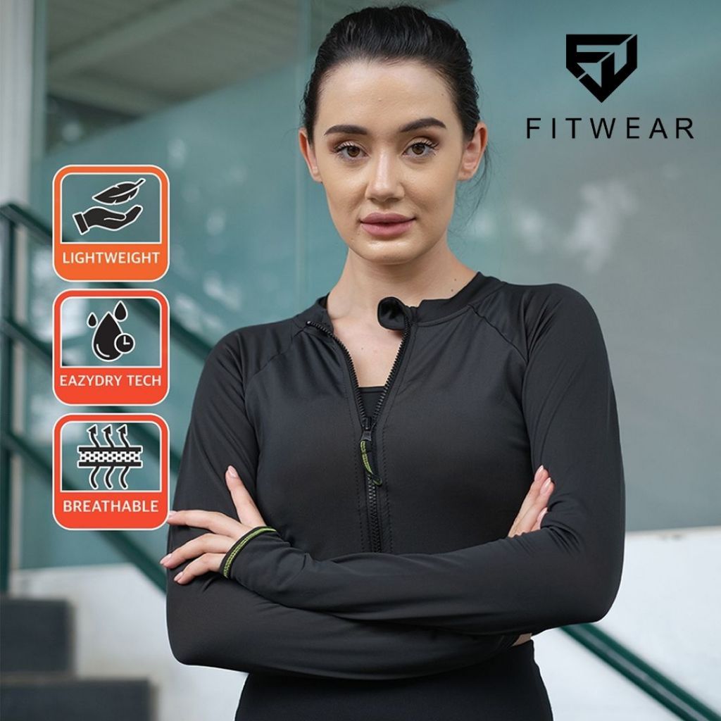 Fitwear Studio - Jaket Crop Zip Sepeda / Berenang FITWEAR ZENDAYA SLIMFIT LS