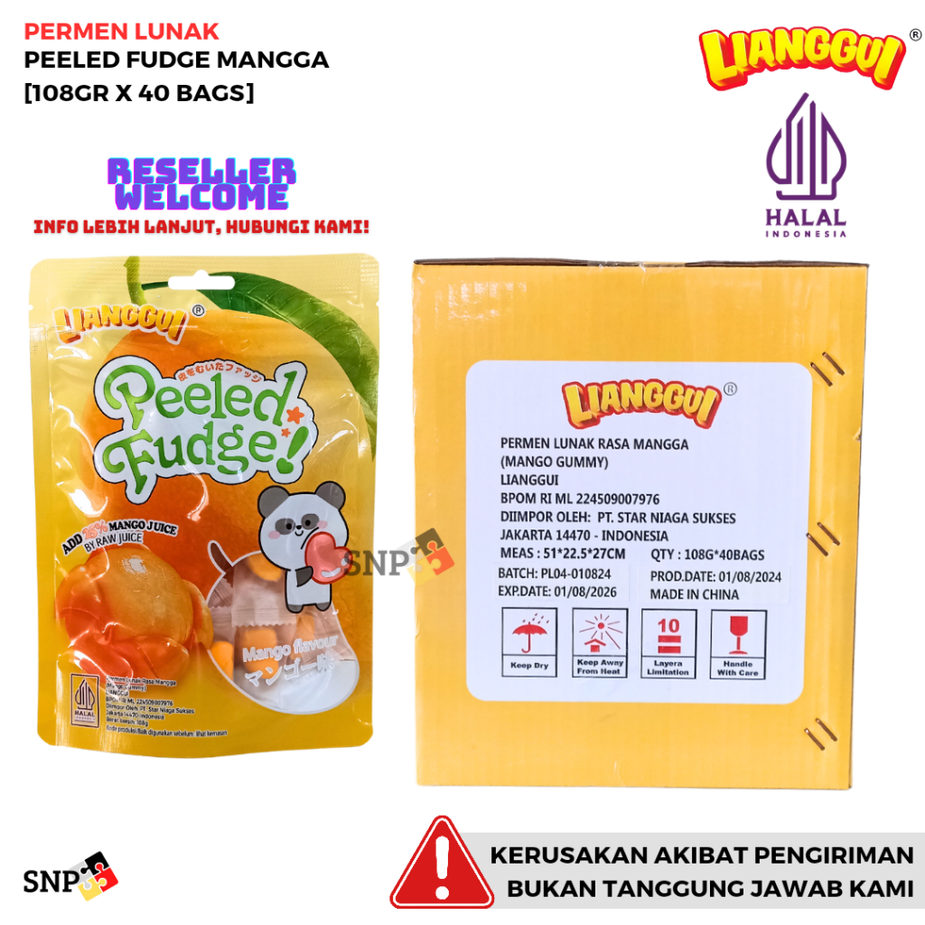 

LIANGGUI PERMEN LUNAK PEELED FUDGE 108 GRAM [1 DUS, ISI 40 BAGS]