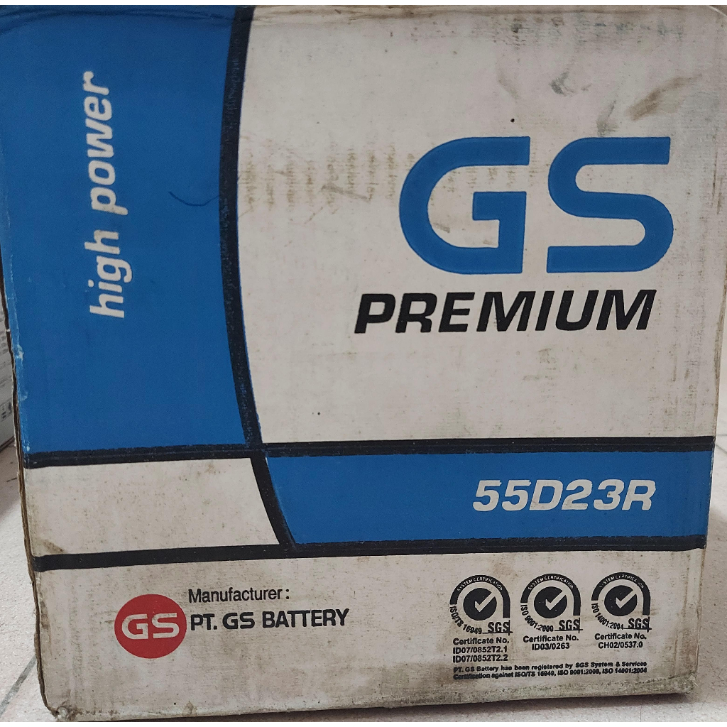 AKI MOBIL BASAH GS PREMIUM 55D23R ( Belum Termasuk Air Zuur )