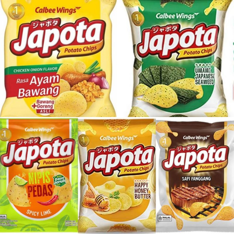 

Japota Potato Chips 68 gr snack keripik kentang Ayam bawang honey butter seaweed sambal sapi panggang