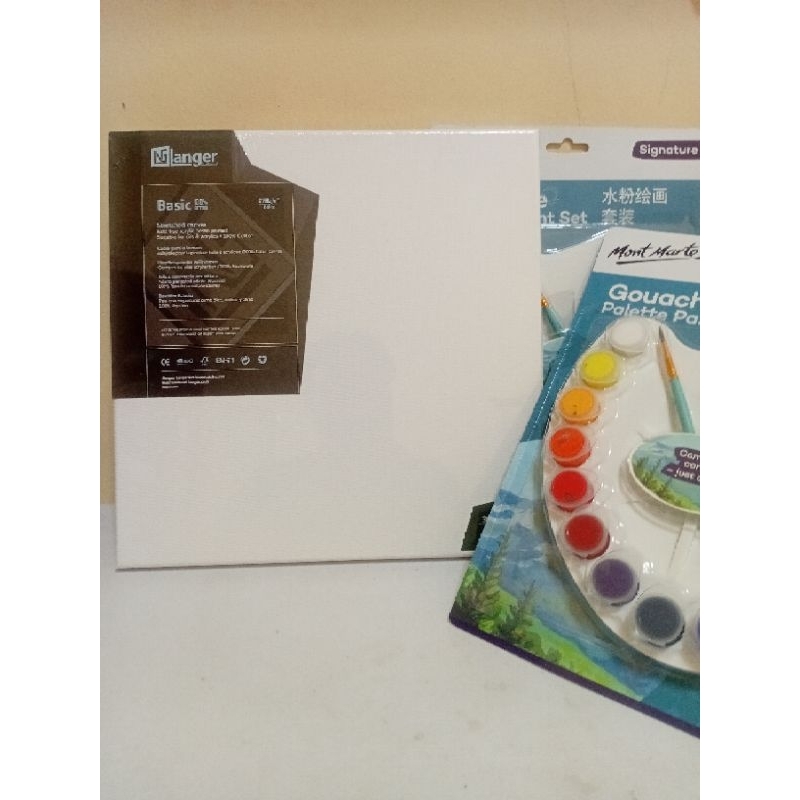 

Paket Lukis/ Cat lukis 15 warna kampas lukis 30x30 cm komplit set palette dan kuas.