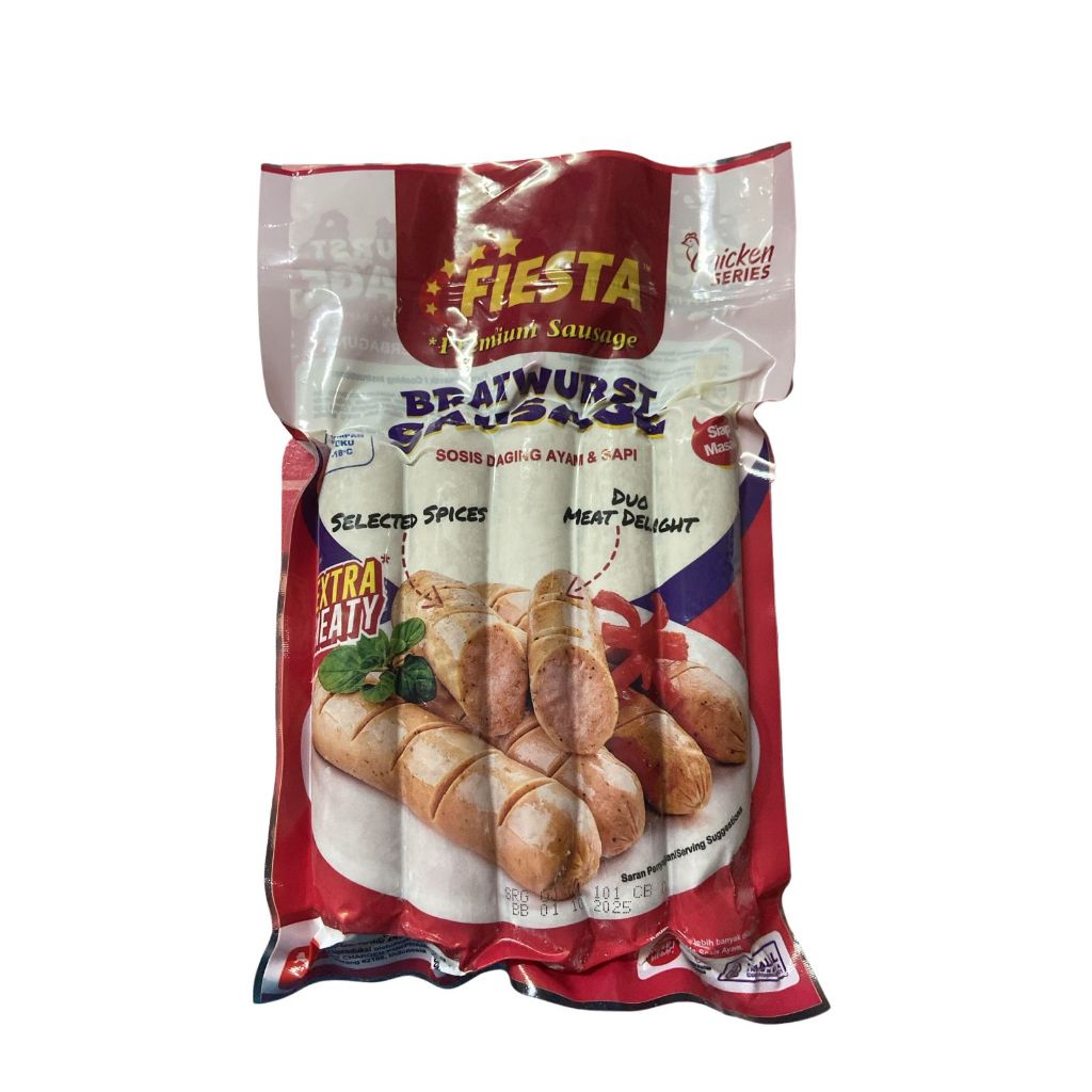 

SOSIS SAPI DAN AYAM BRATWURST SAUSAGE FIESTA 300GR HALAL