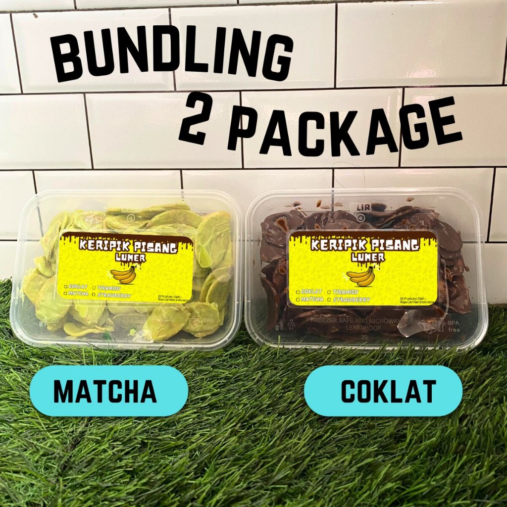 

Termurah 2 Package Keripik Pisang Lumer Rasa Coklat & Matcha Isi 200 Gram