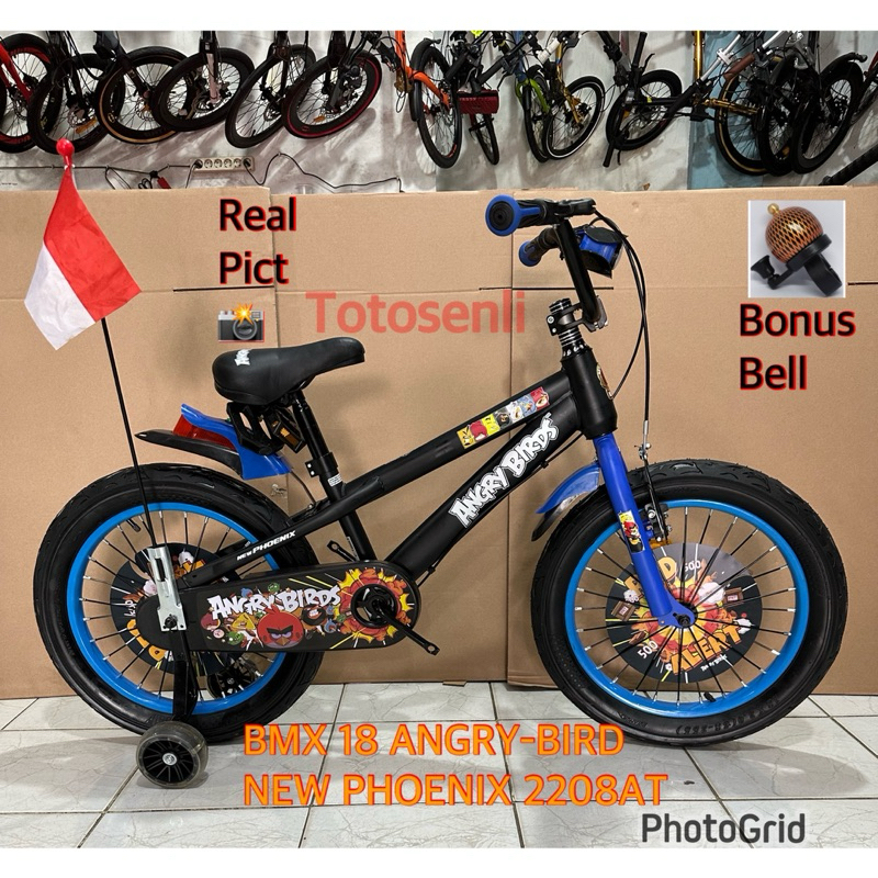sepeda anak laki BMX 18 inch NEW PHOENIX NP-2208AT BAN JUMBO 3.0 MOTIF ANGRY-BIRD