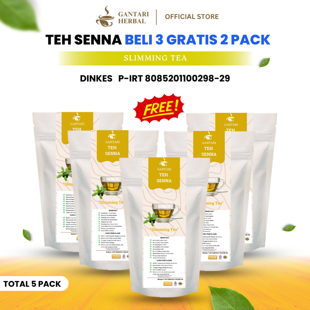 

Gantari Teh Senna / Menurunkan Berat Badan Pelangsing Alami 20 Kantong Teh Paket 5 Box