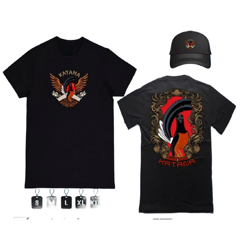 KAOS T-SHIRT MURAI BATU KATANA BONUS TOPI