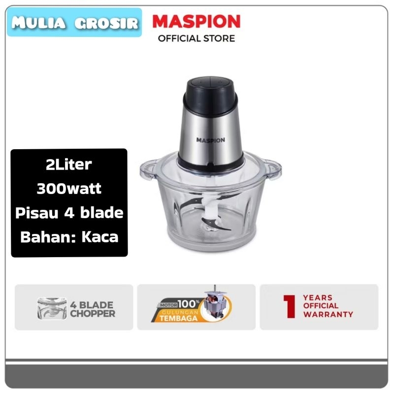 Chopper Maspion Kaca 2Liter 300watt  MFC 202 GL Blender Daging Food Chopper Maspion