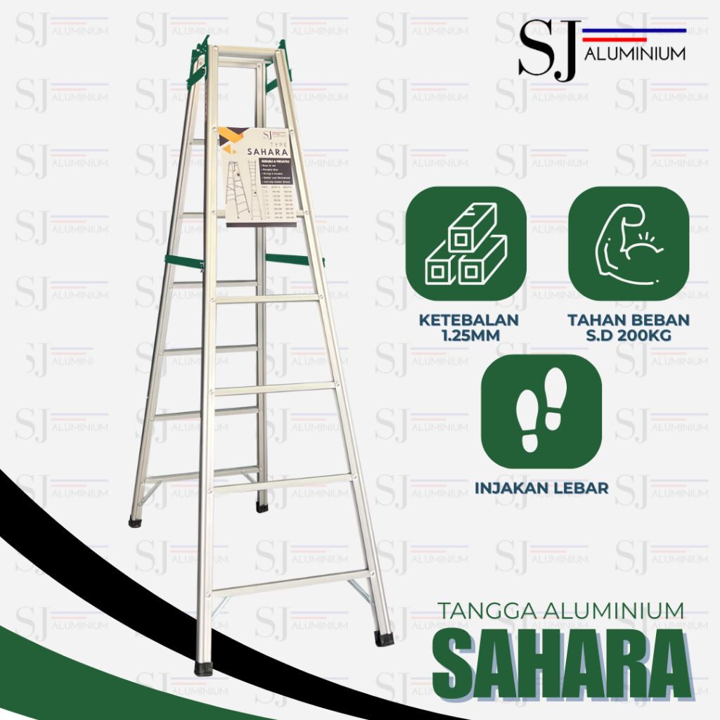 TANGGA SAHARA - Tangga Lipat Aluminium - Tangga Aluminium / Aluminium Ladder - JUMBO Hijau 2 M / 2 M