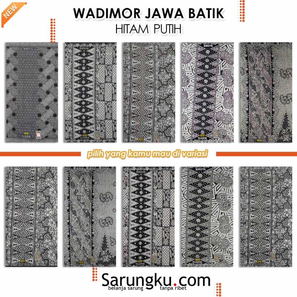 SARUNG WADIMOR JAWA BATIK MOTIF HITAM PUTIH