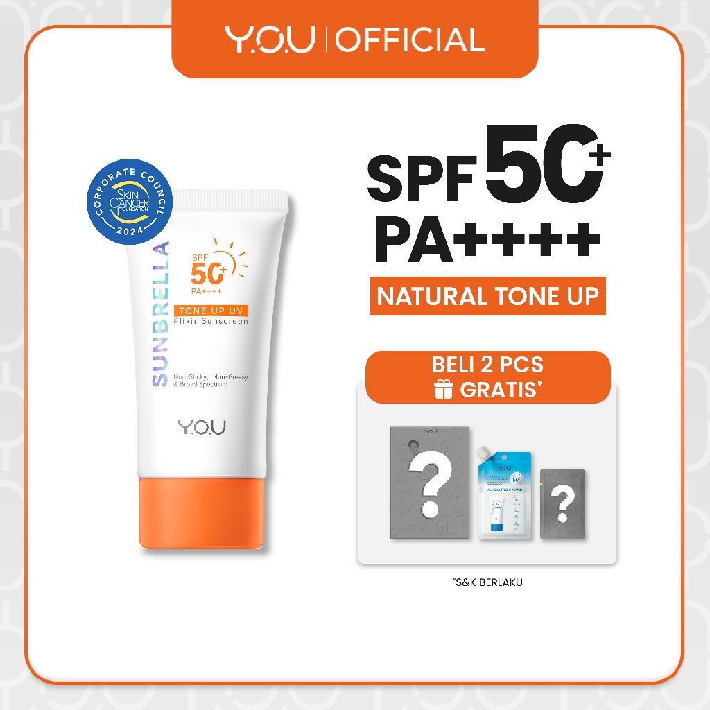 YOU Sunbrella Tone Up UV Elixir Sunscreen SPF50+ PA++++ Tabir Surya Mencerahkan dan Menghidrasi