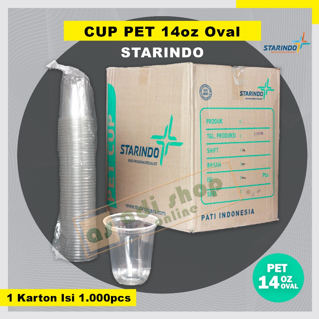 Cup PET 14oz OVAL Starindo / Gelas Plastik PET